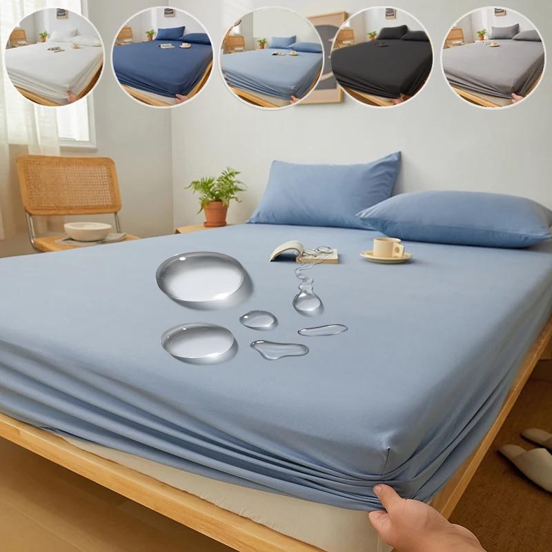 Waterproof Mattress Protector Cover,Stain-Resistant, Machine Washable, Soft Polyester Bedding for All Seasons, Fits Queen & King Sizes, Gray