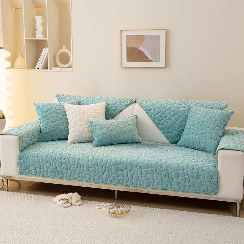 Plush Stone Pattern Sofa Cushion Winter Thickened Non-Slip Quilted Cushion Simple Modern Sofa Cover Cover Cloth