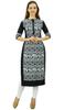 Phagun Women's Designer Straight Black Kurta 3 4 Sleeve Printed Casual