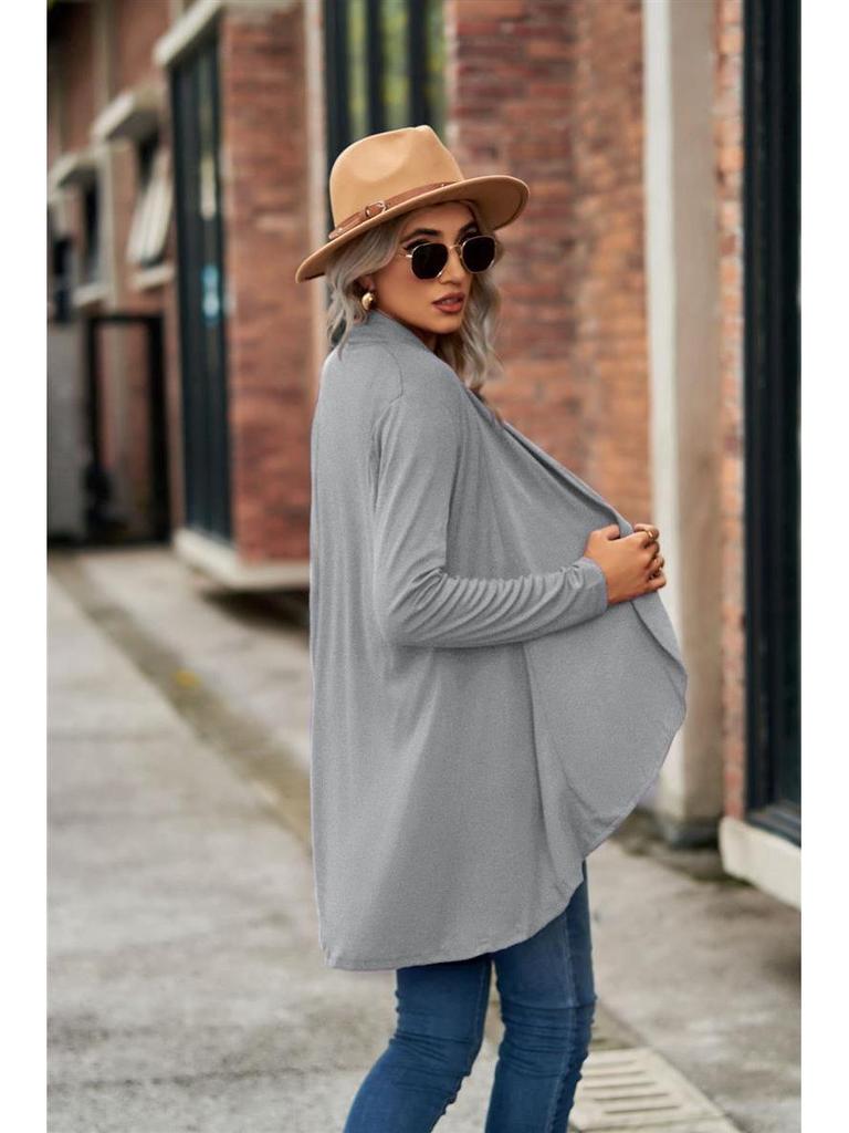 2025 European & American Autumn/Winter Women's Long-Sleeve Solid Color Loose Cardigan