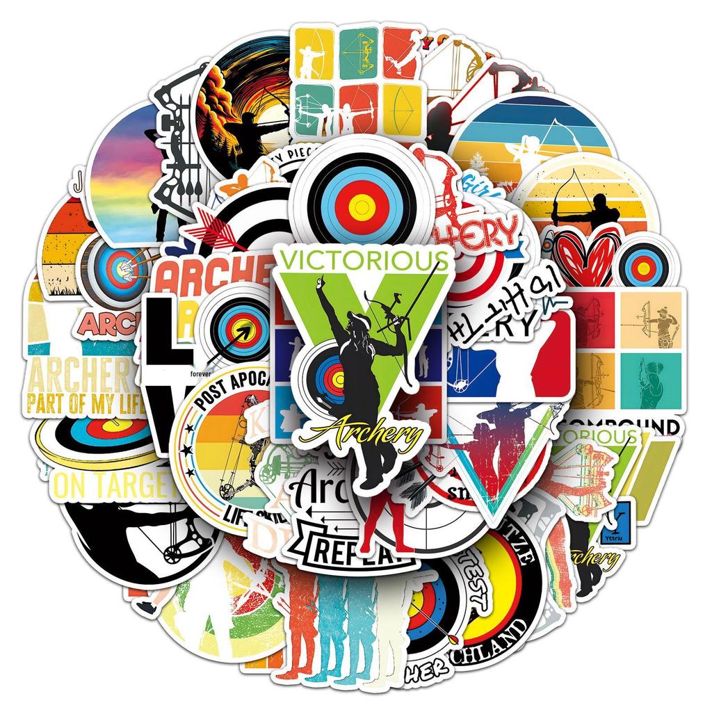 50pcs Archery Sports Cartoon Graffiti Stickers for Phone, Skateboard, Luggage, and Competition Decoration