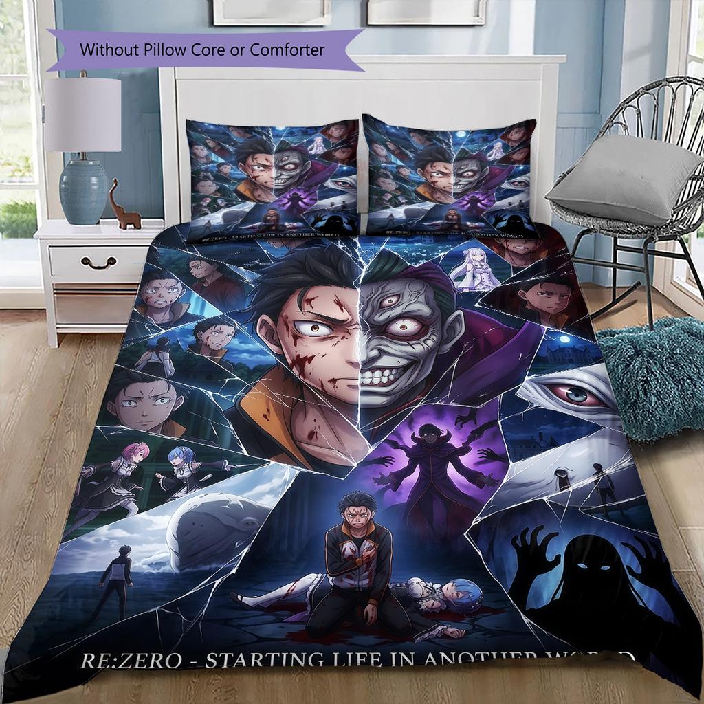 ReZero Starting Life In Another World Bedding Set, 1 Duvet Cover & 2 Pillowcases, Cozy Home Bedding, Great Gift Fans.xwn