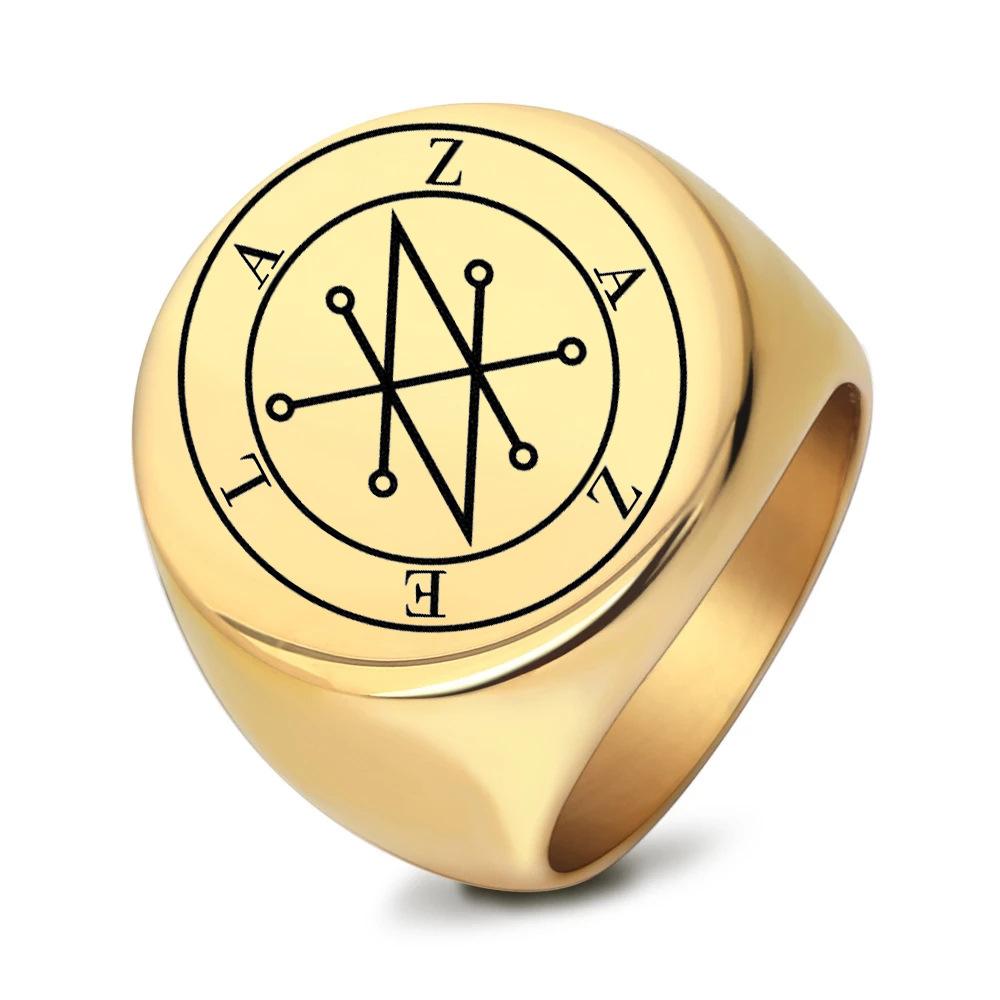 22MM Runder Symbol Herrenring Vintage Mode Einzigartiger Statement-Schmuck für Männer
