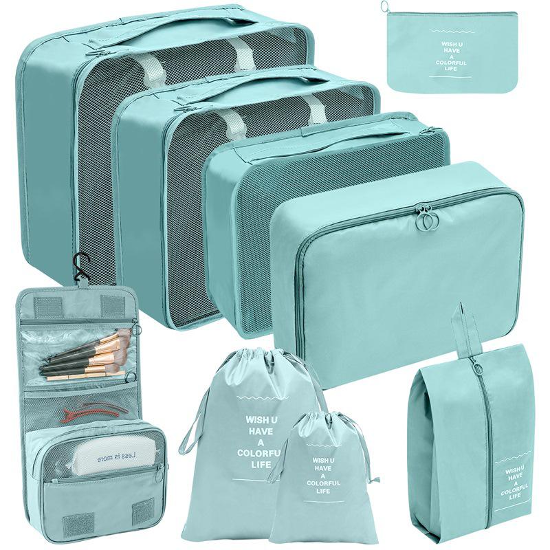Travel Storage Set: Foldable Toiletry, Makeup, Clothes, Shoes, Digital Accessories, and Drawstring Luggage Bags.