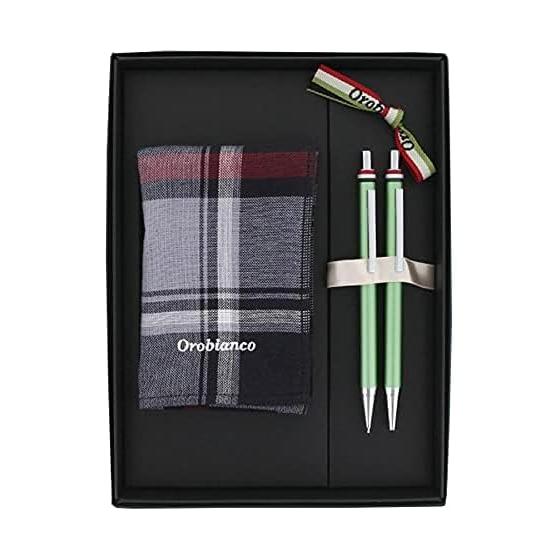 

Orobianco Gift Set Freccia Ballpoint Pen & Mechanical Pencil & Hand Towel Handkerchief Light Green 1953805