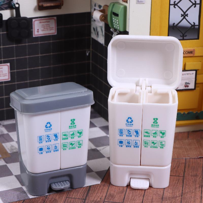 Doll House Mini Kitchenware Model Mini Classified Trash Can Shooting Scene Props