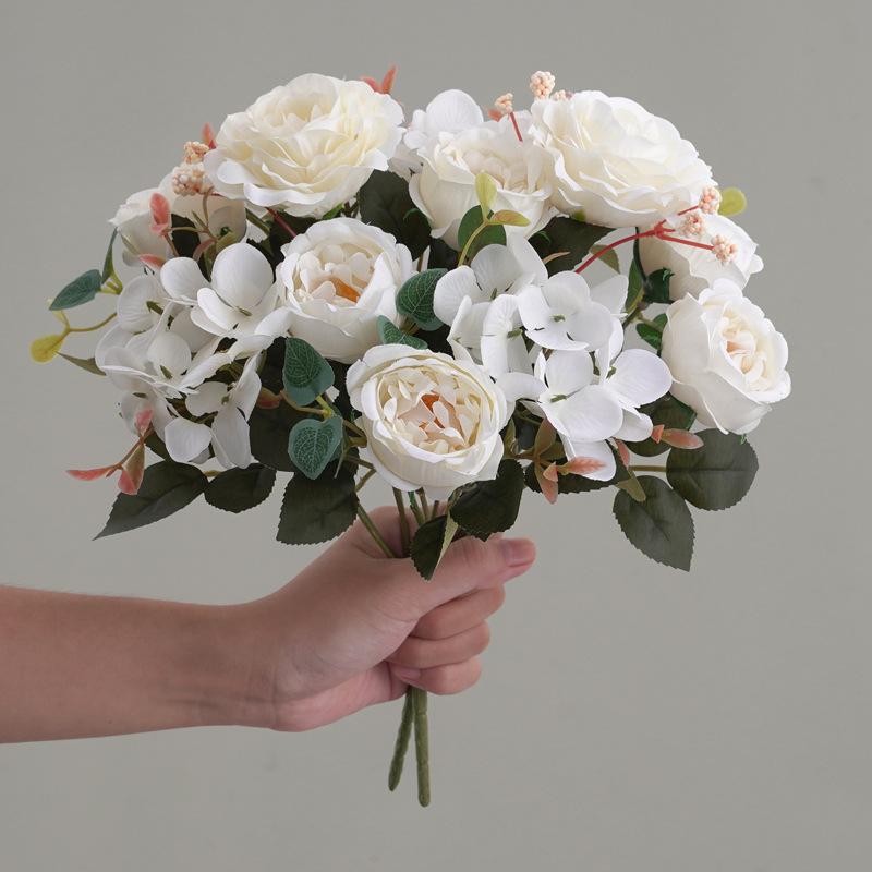 Sztuczna Róża 6-płatkowa Imitacja Kwiatów Bukiet Ślubny Ślub Boże Narodzenie Dekoracja Stołu w Salonie Do Wazonu Domowy DIY Sztuczny Pl