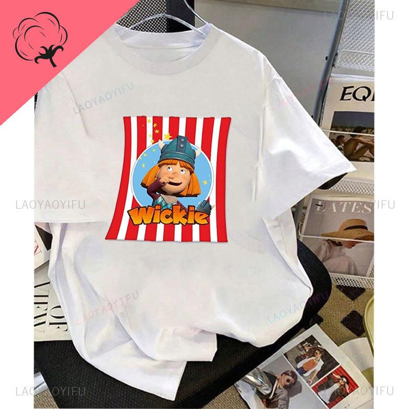 Maglietta Wickie Vicky il Vichingo Cartone Animato Stampa Vintage T-shirt Il Forte Unisex Film d'Animazione Fumetto Camisa Abbigliamento Y2k Camisa Top Grafico
