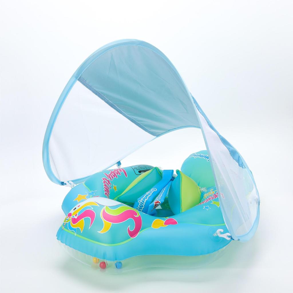 Swimming Pool with Roof Baby Prone Circle Children Swimming Circle High Airbag Anti Rollover Sunshade Baby Inflatable Seat Ring