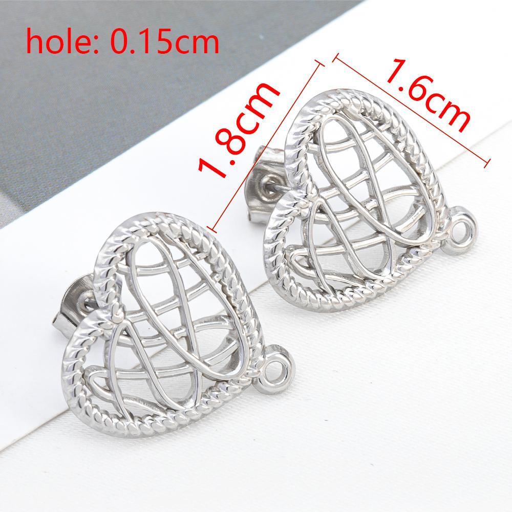 1Pair Mini Stainless Grid Design Steel Love Heart Stud Earrings for Women Girl Party Accessories DIY Jewelry Making Earring Base