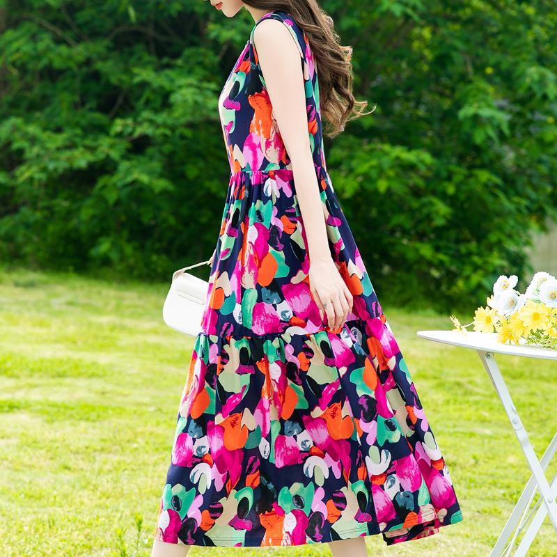 Summer Sleeveless Dresses for Women Vintage Clothes Loose Plus Size Elegant Long Dress