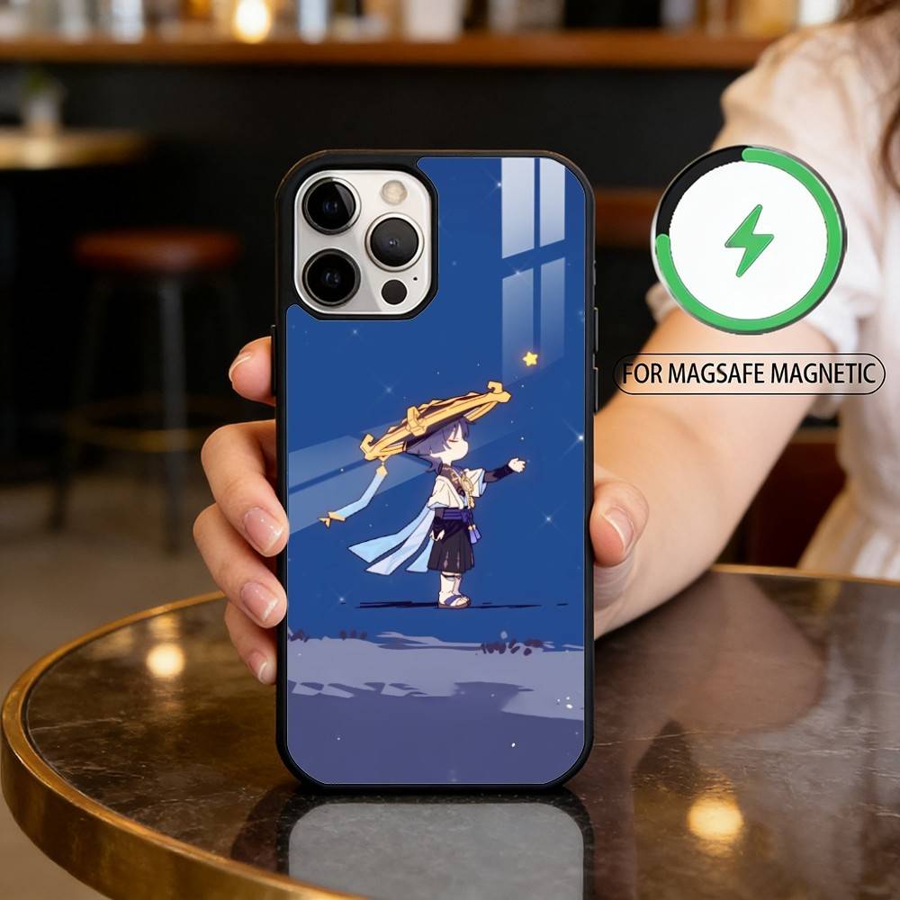 

Wanderer Scaramouche Genshin Magnetic For Magsafe Wireless Charging Phone Case For iPhone17,16,15,14,13,12,11 Plus,Pro Max iPhone13PRO