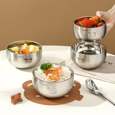 WORTHBUY Cartoon Children's Bowl 316 Stainless Steel Ramen Bowl Kitchen Tableware Anti Scalding Rice Bowl Kitchenwares 380/500ML
