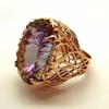 European and American, gold-plated ring inlaid with oval purple zircon ring, luxury fashion ring.
