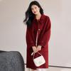 Fengxun Women's 100% Wool Toggle Button Mid-Length Coat