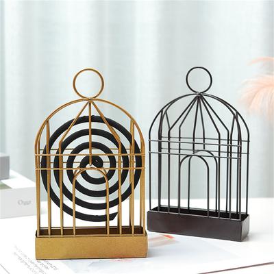 Retro Golden Bird Cage Shaped Mosquito Coil Box, Creative Hanging Mosquito Coil Box, Summer Mosquito Repellent Decoration