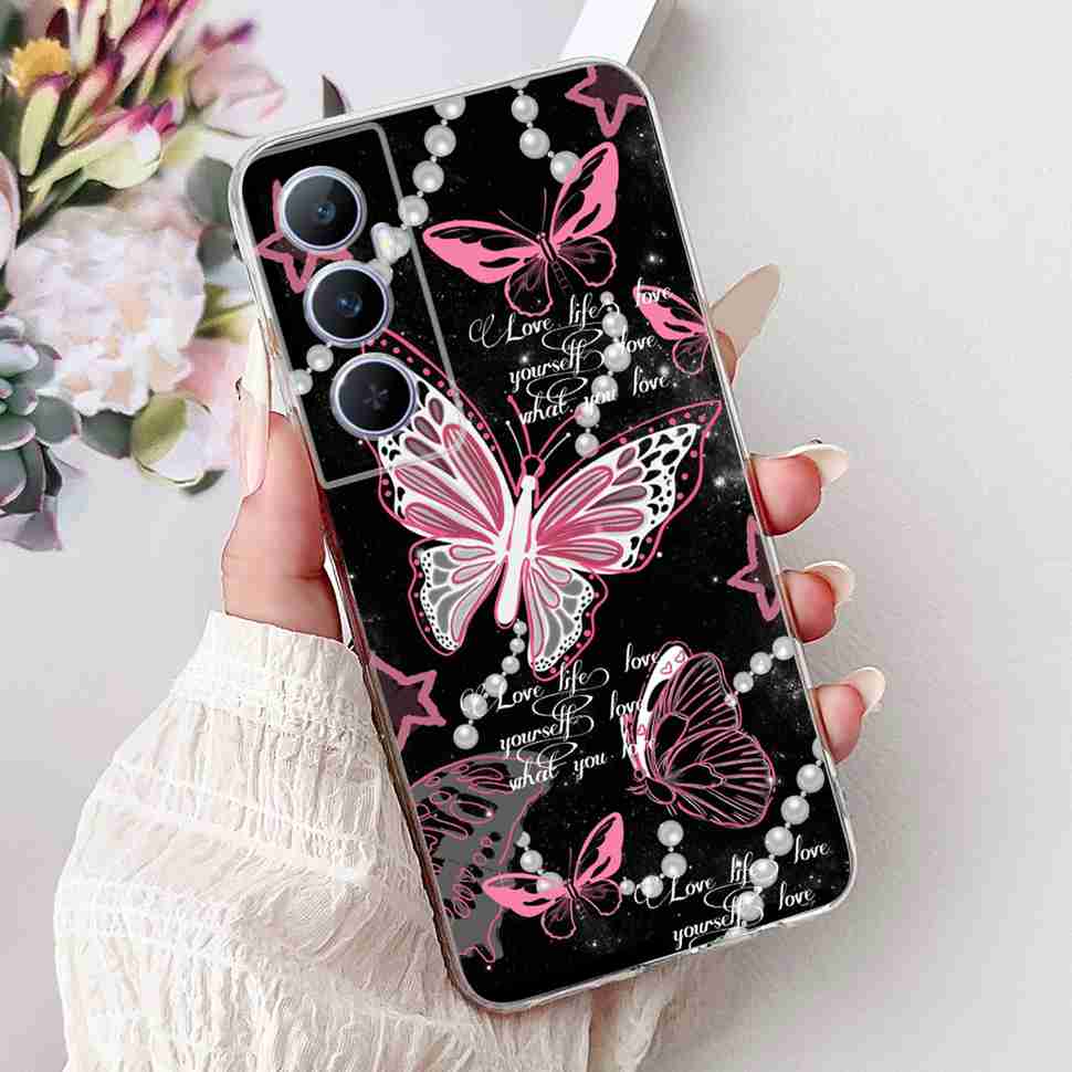 Für Realme C65 4G 2024 Hülle Weiche Silikon Bunte Schmetterling Hülle Für Realme C 65 C65 Fundas RMX3910 Vollständige Schutzhülle