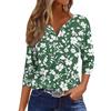 Women's T Shirt Tee Print Button 3/4 Sleeve Daily Weekend Fashion Basic V Neck Regular Top