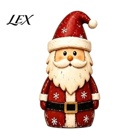 Vintage Santa Claus Elk Cat Figurines Christmas Wooden Tabletop Figurine, Hand Painted Reindeer Decor, Rustic Tiered Tray Display Accents Wood Holiday