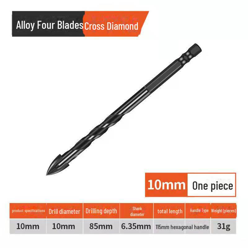 4-Edge Cross Tile & Glass Drill Bit Set for Ceramics