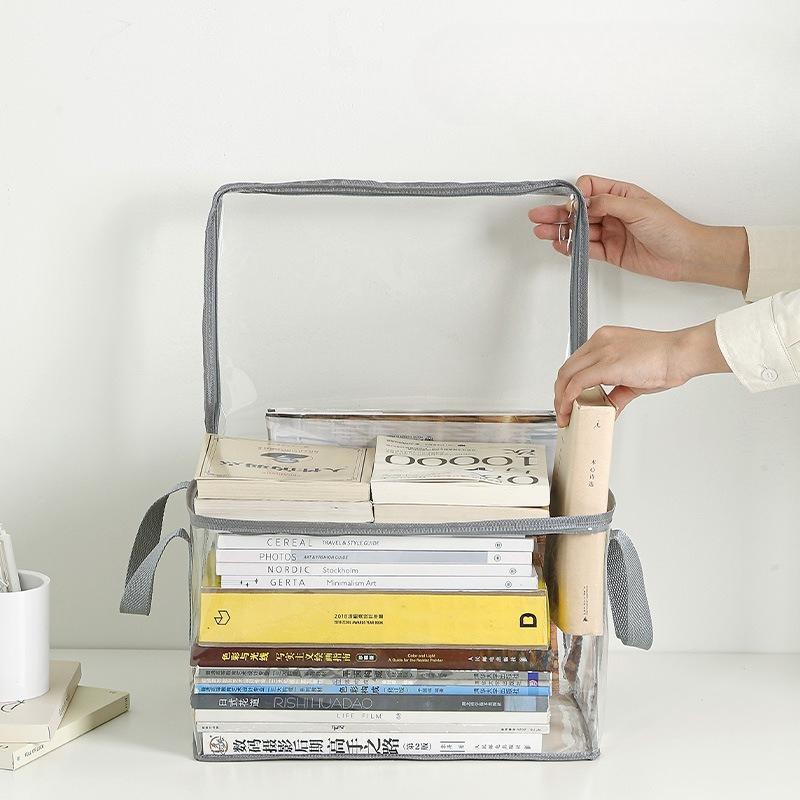 Large Capacity Student Moisture-proof Organizing Bag Book Storage Box Large Opening Transparent Waterproof Textbook Storage Bag