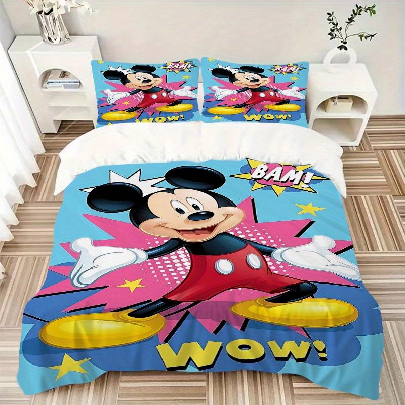 3pcs Mickey Mouse Comic 1 Cover+2 Pillowcases, Pillow Inserts Not Included, Machine Washable, All-Season Use, Teen and Adult Rooms091
