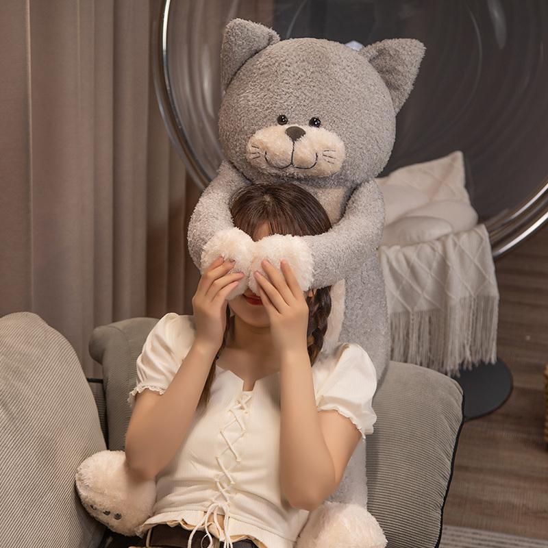 Japanese Soft Cat Doll Plush Toy Sleeping Pillow Cushion Birthday Gift Girl Accompany Little Black Kitten Home Decoration