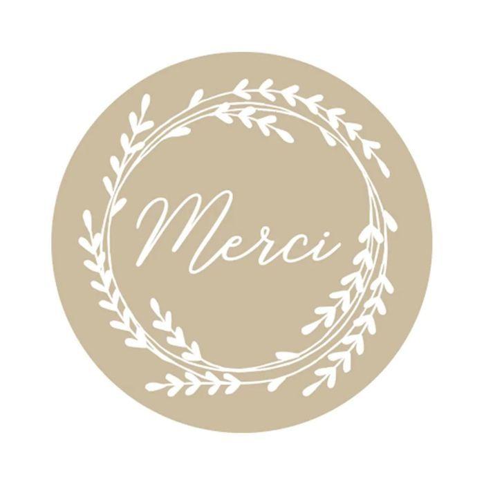 300 stickers kraft ronds Merci Ø 3,5 cm