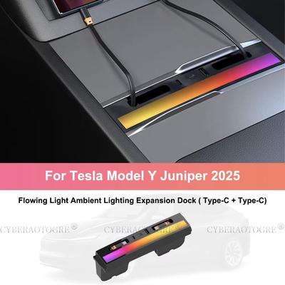 For Tesla Model Y Juniper 2025 Model 3 Highland Retractable Center Console USB Hub Phone Charger Fast Charging Docking Station