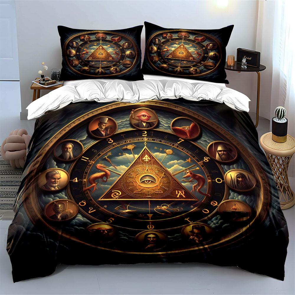 "Occult Decorative Three-Piece Set" Bedding Set with 1 Duvet Cover 2 Pillowcases Single Double King Queen, Gift