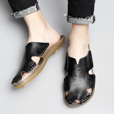 Mode Herren Outdoor Rutschfeste Hausschuhe Neue Leichte Ledersandalen Sommer Herrenschuhe Retro Römisch Atmungsaktive Herren Hausschuhe Laufschuhe