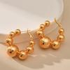 European American Exaggeration Stainless Steel Beads Hoop Earrings PVD Gold Plated Huggie Ear Buckle Punk Jewelry Wedding Gift