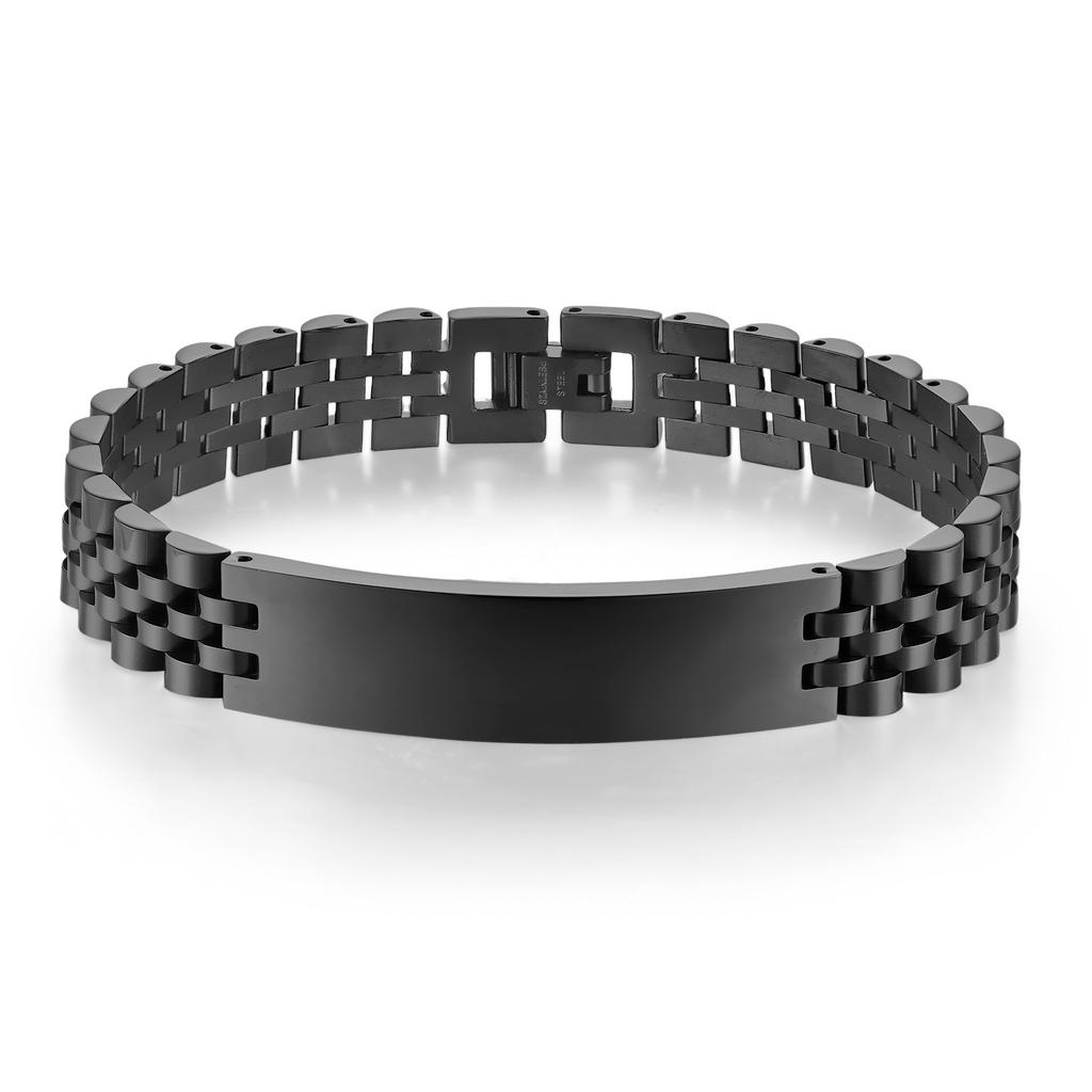 Stainless Steel Lettering Strap Bracelet, Five-bead Solid Fashion Curved Brand Bracelet 12MM Adjustable Strap Bracelet