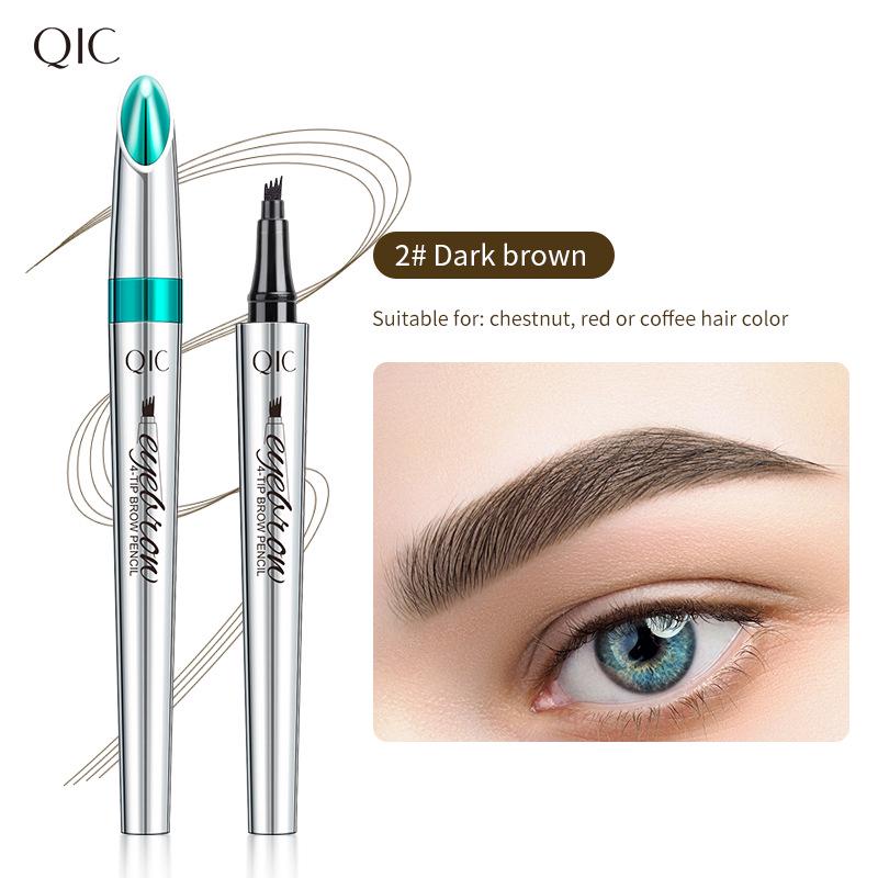 QIC Color Makeup Waterproof Liquid Eyebrow Pencil - Four-Prong Design