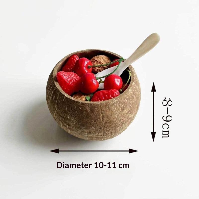 Natural Coconut Shell Bowls Food Grade Polished Eco Bowl for Camping Snack Serving Farmhouse Kitchen Table Decoration
