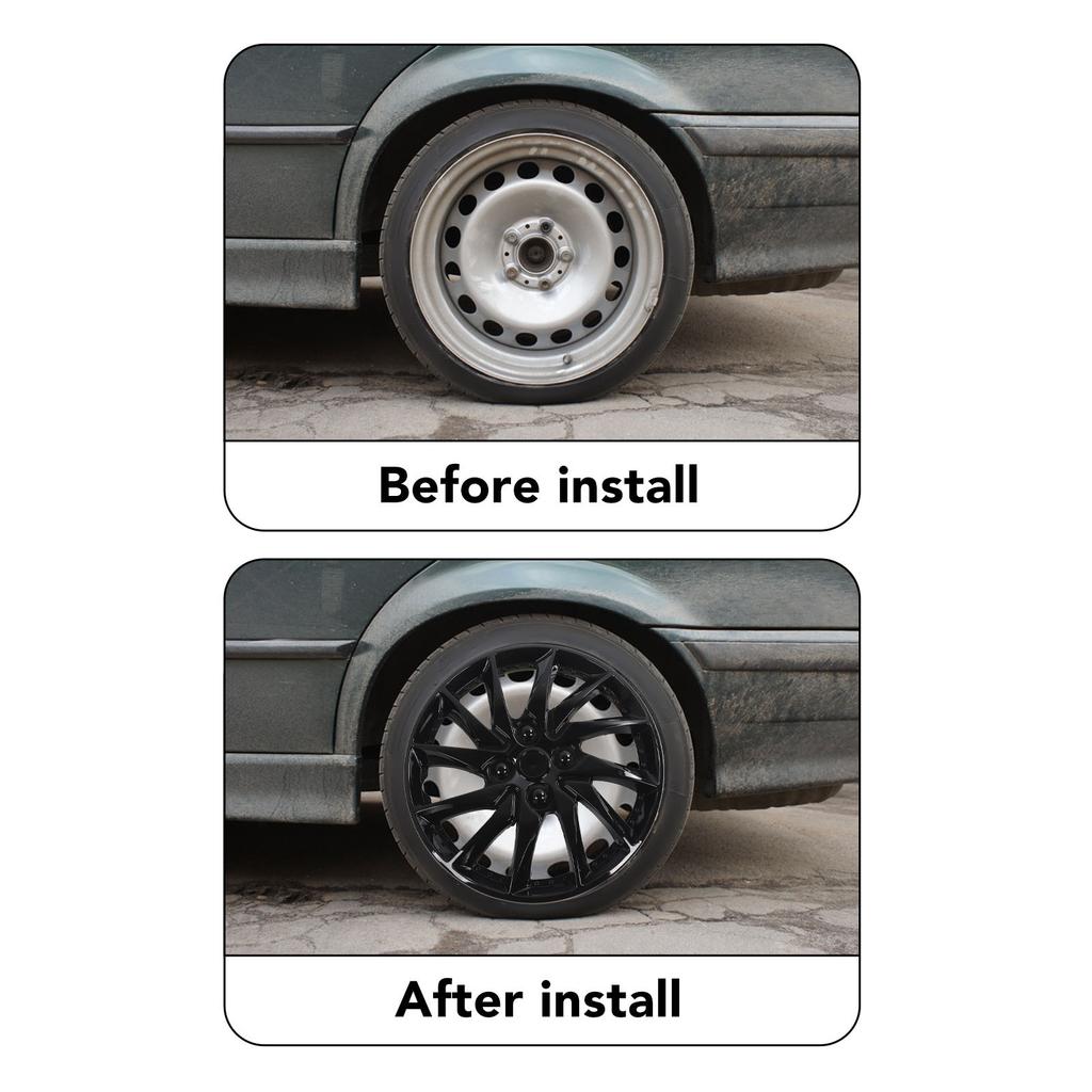 4pcs 14in Wheel Hub Caps Scratch Resistant Universal Wheel Rim Cover for Cars Trucks Vans Black