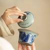 160ml Jingdezhen Blau-Weiß Deckelschale Zen Tausend Meilen Gaiwan Boutique Hufeisen Teekanne Teekocher Teegeschirr Handwerk
