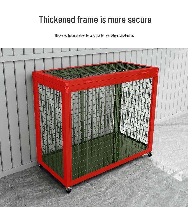 Large Army Green Heavy-Duty Mobile Mesh Storage Cage with Wheels