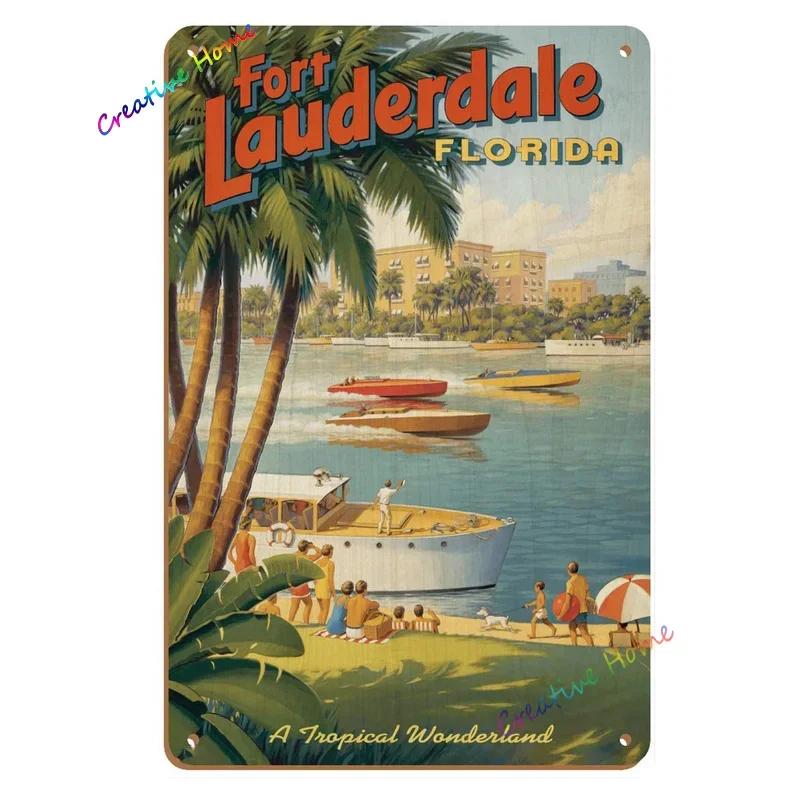 Metal Plaque Key West Southernmost Point Florida Poster Tin Sign Home Beach Club Club House Wall Decoration Retro Metal Plate