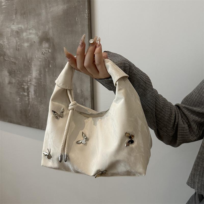 Trendy Butterfly Shoulder Bag Lightweight Soft Hobo Adjustable Strap Daily Travel Shopping Crossbody Purse for Women