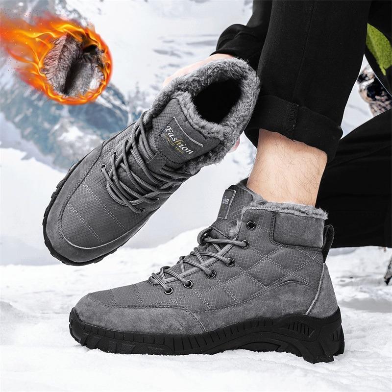New Men's Snow Boots Versatile and Lightweight with Plush Insulation Trend High Top Outdoor Hiking Thick Cotton Shoes Size 38-48