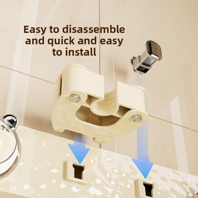 Suction Cup Mop Clamp, Household Wall-mounted No-hole Clip, Broom Hanging Rack, Movable Storage Rack, Bathroom Wall-mounted Rack