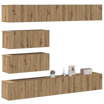 6-Cz. TV Cabinet Set, Artisan Oak, Wood-Based Material