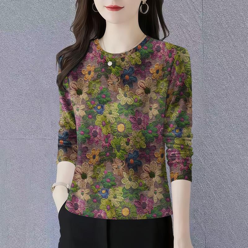 Women's 2025 Spring/Autumn Slimming Long-Sleeve Round Neck Base Layer T-Shirt