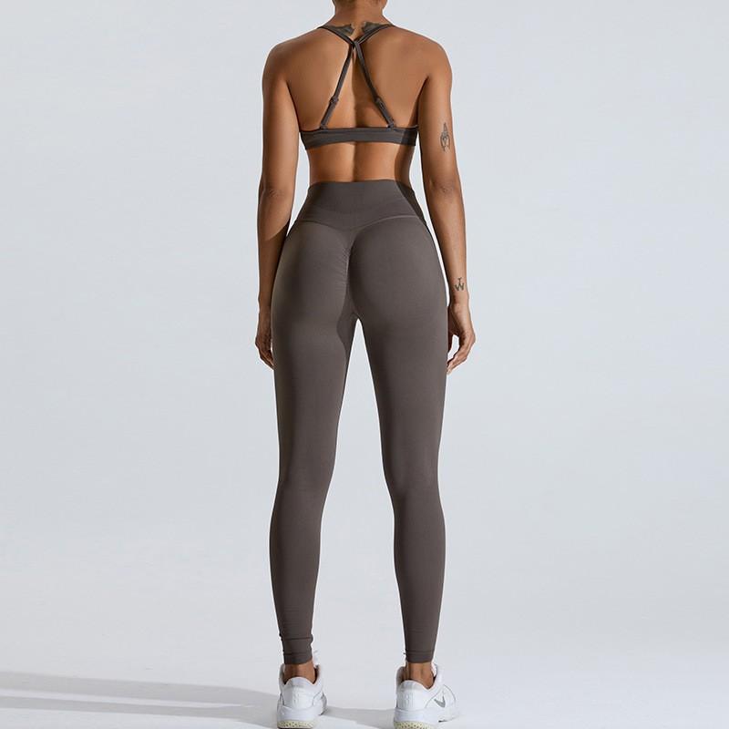 

Новый бесшовный комплект для йоги, женский комплект для упражнений с эффектом подтяжки ягодиц, облегающий быстросохнущий комплект для фитнеса и бега на открытом воздухе XL