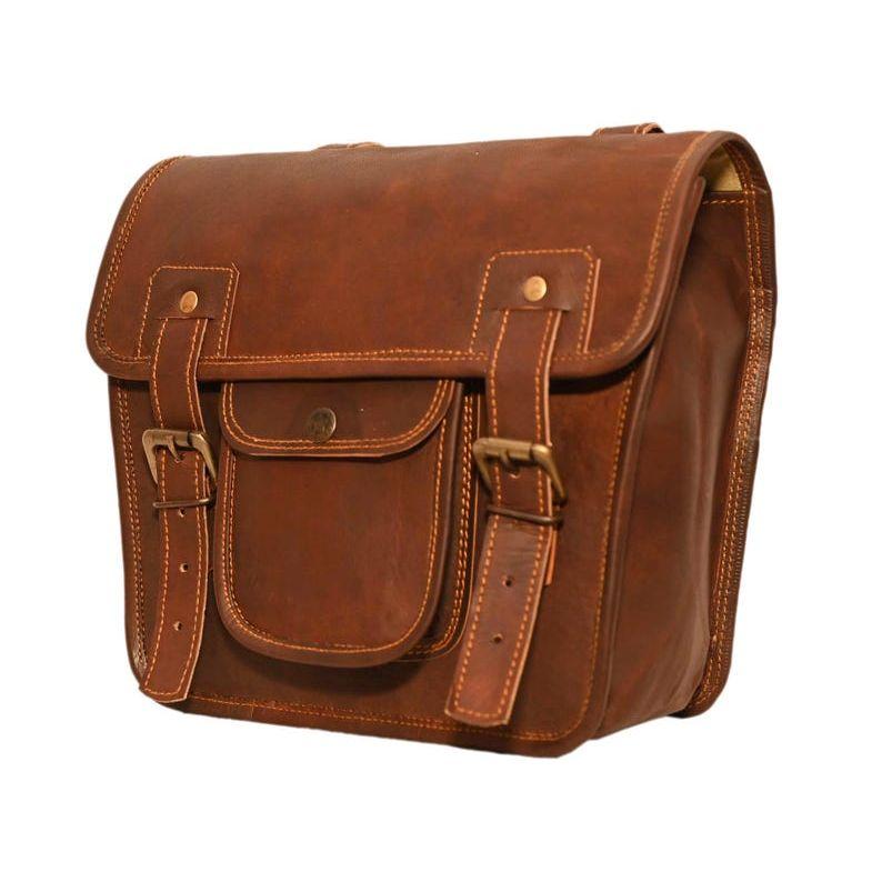Handmade Leather Motorcycle Saddle Bags: Royal Enfield, Harley, Cruiser