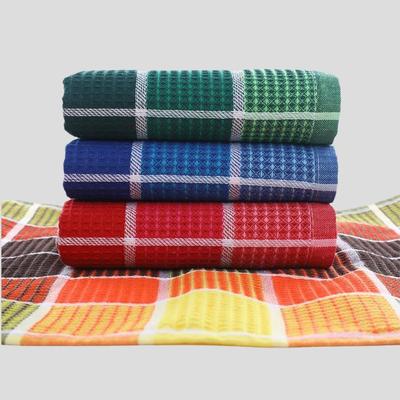 Colorful Plaid Polyester-Cotton Waffle Weave Kitchen Towel