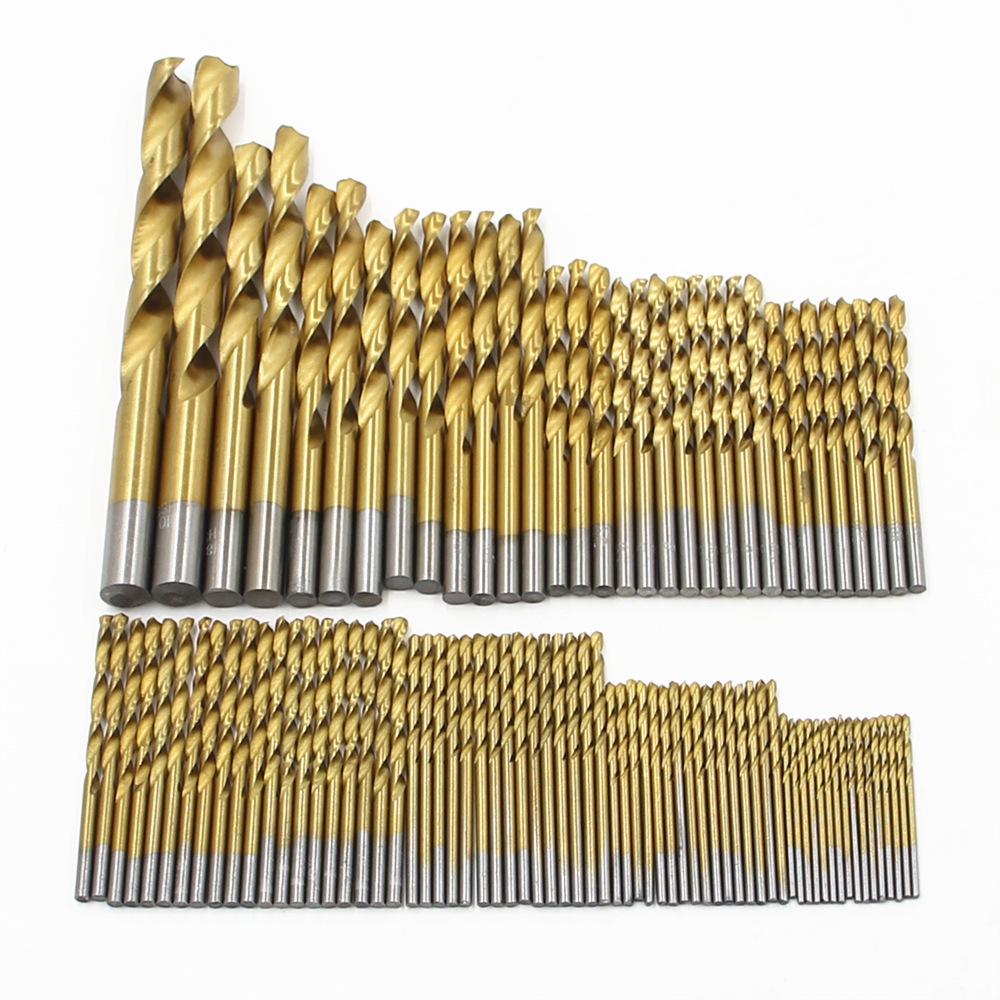 99-Piece Titanium-Plated Twist Drill Bit Set for Woodworking & Steel Drilling
