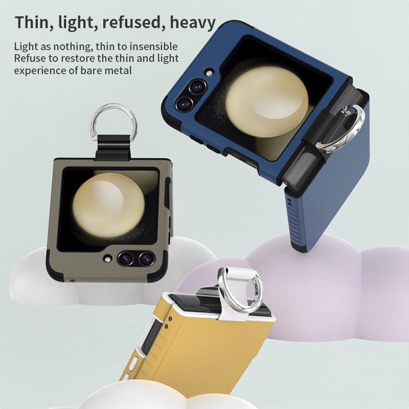 Electroplating Silicone Soft Anti-Drop Phone Case for Samsung Galaxy Z Flip 5 Flip5 5G Ring Hard Shell Shockproof Cover