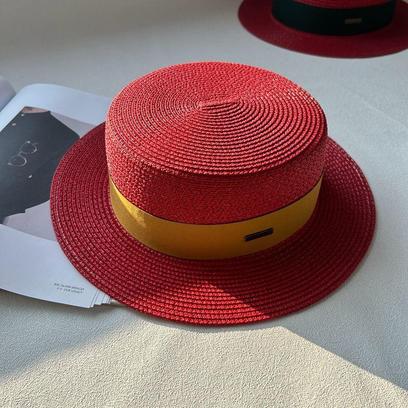New Hat Women's Spring and Summer Flat Top Top Hat Adjustable French British Sunshade Sunscreen Travel Versatile Seaside